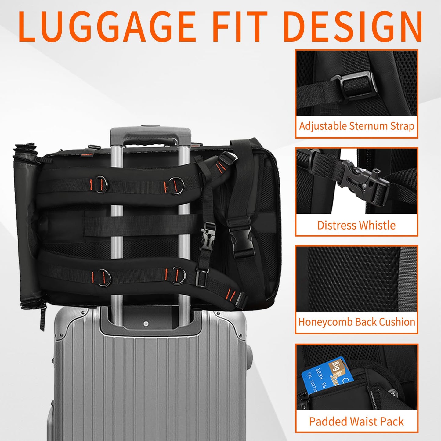 HUNTIT Travel Backpack Carry-on Laptop Backpack Luggage Fit Tactical Backpack