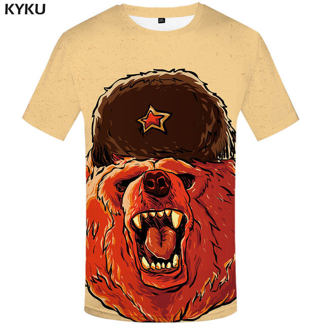 KYKU Brand Russia T-shirt Bear Shirts War Tshirt Military Clothes Gun Tees Tops Men 3d T shirt 2017 Cool Tee