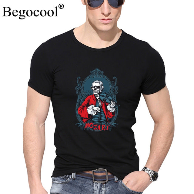 Begocool t shirts men 2018 summer cool t-shirt funny skull diy personalized fashion tees tshirt white black ZHUDA001T