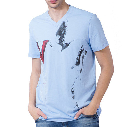 Vantanic Brand Clothing T Shirt Men Summer Short Sleeve Cotton Casual Printed V-Neck Men T-Shirt Hip Hop Streetwear 3XL HTCT012