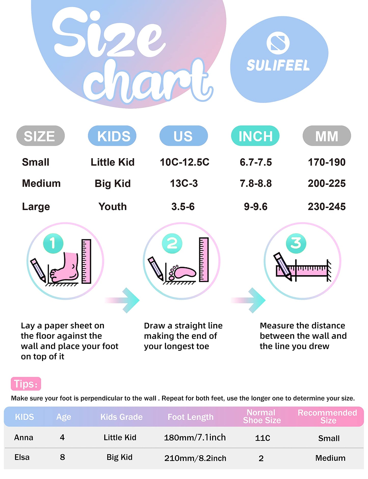 SULIFEEL Rainbow Unicorn 4 Size Adjustable Light up Roller Skates for Girls Boys for Kids Medium