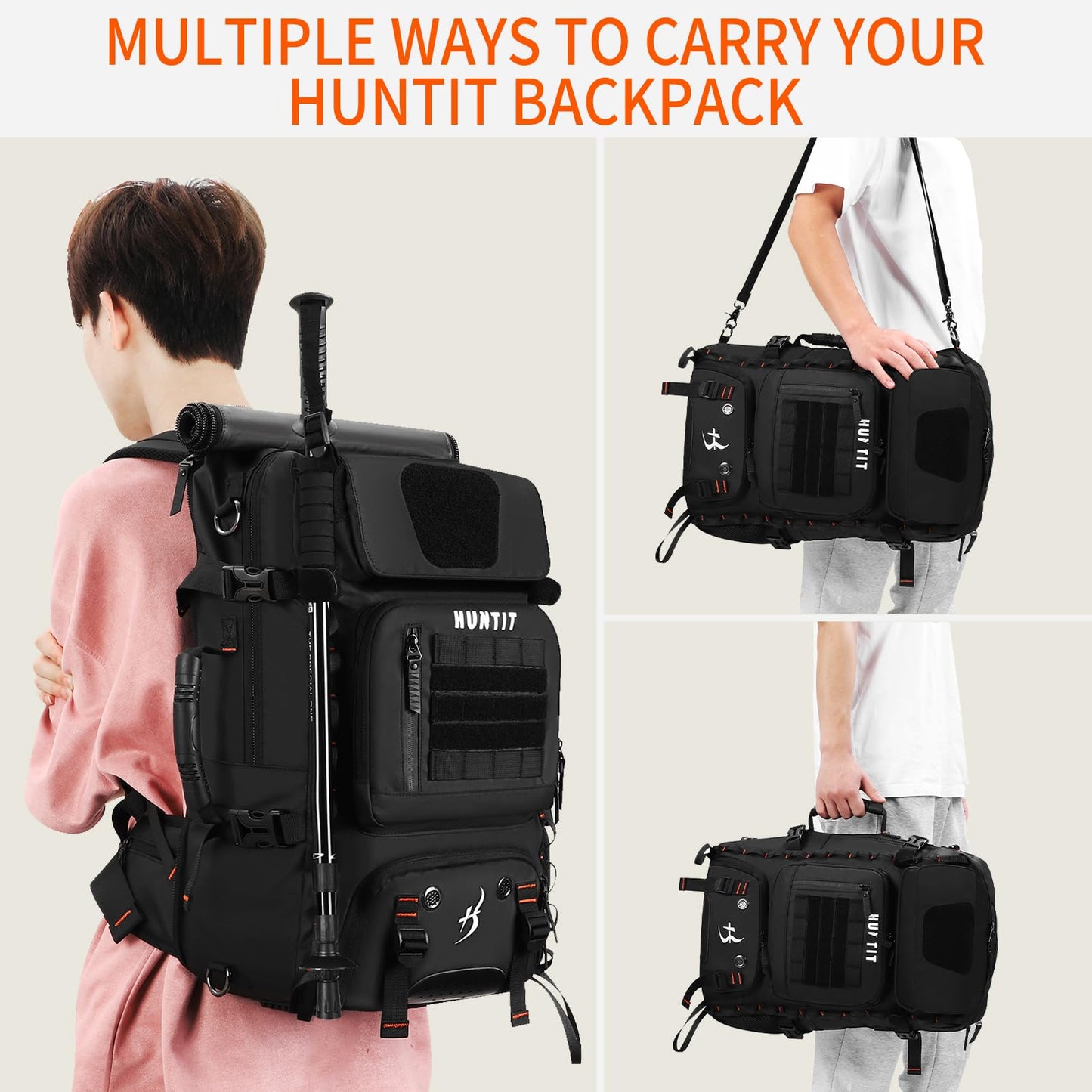 HUNTIT Travel Backpack Carry-on Laptop Backpack Luggage Fit Tactical Backpack