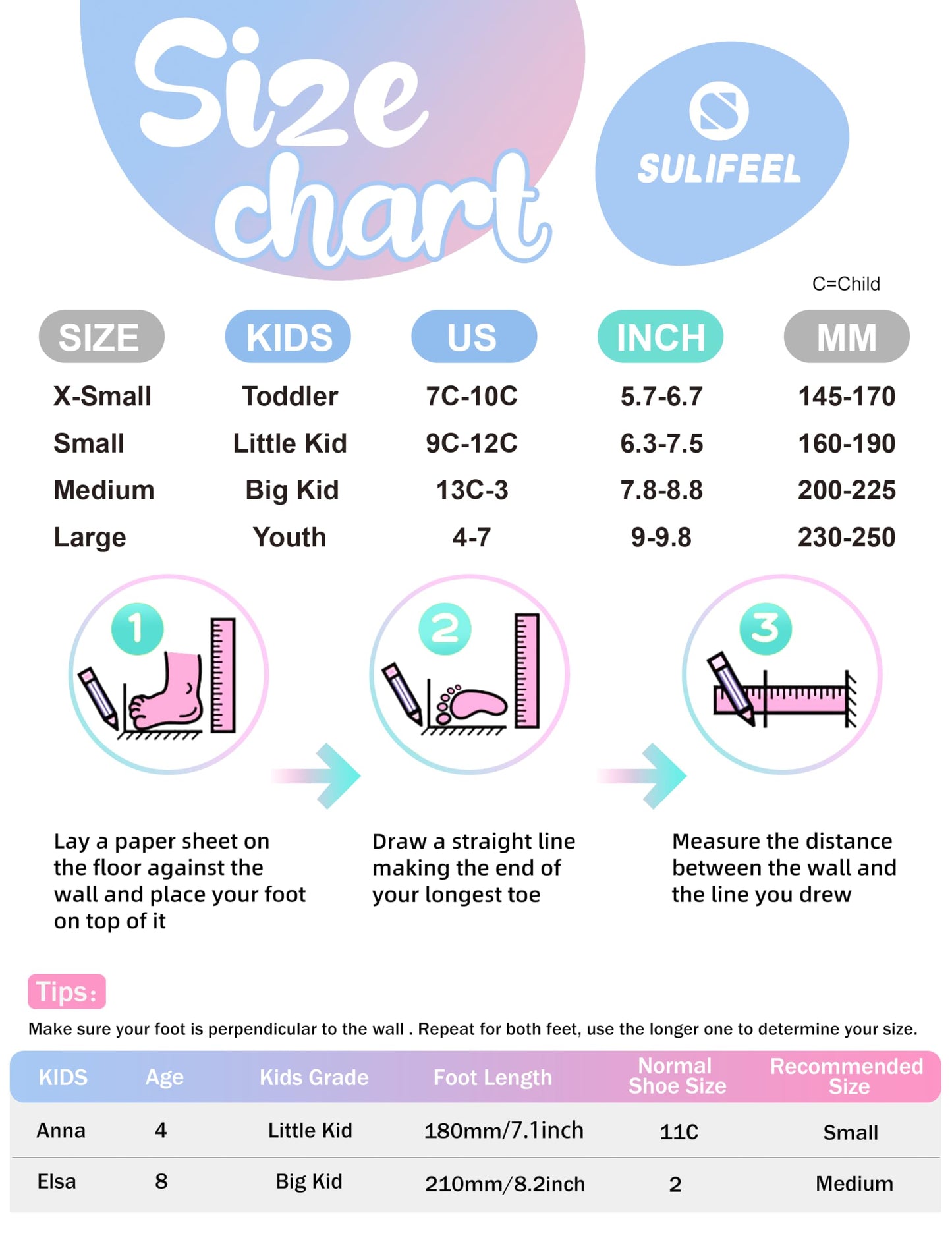 SULIFEEL Rainbow Unicorn 4 Size Adjustable Light up Roller Skates for Girls Boys for Kids Medium