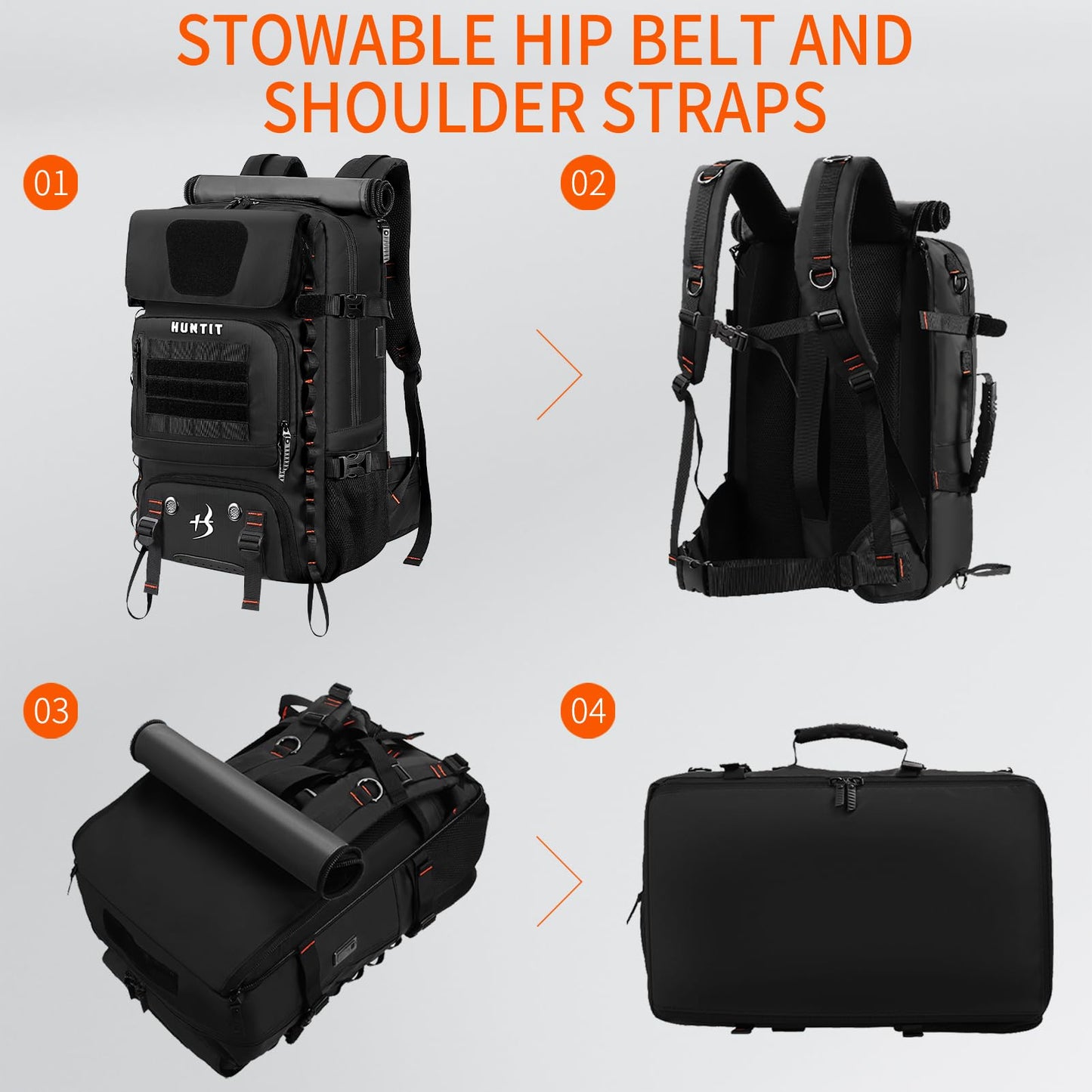 HUNTIT Travel Backpack Carry-on Laptop Backpack Luggage Fit Tactical Backpack