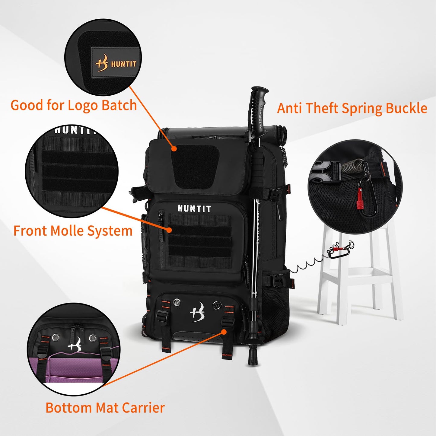 HUNTIT Travel Backpack Carry-on Laptop Backpack Luggage Fit Tactical Backpack