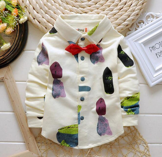 2017 Baby Boy Spring Cotton Printing Floral Shirts Children Long-Sleeved Blouses Tops Kids Long Sleeve Shirts