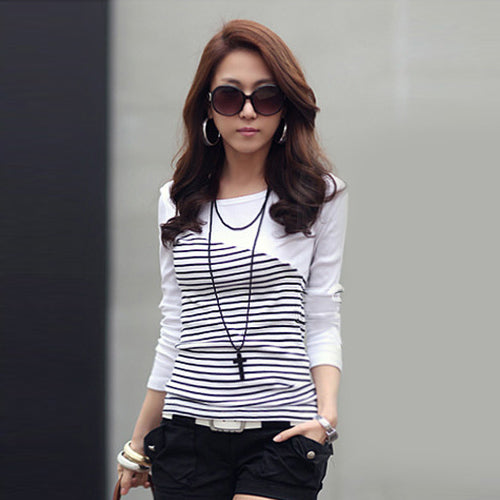 T Shirt Women Clothes 2017 Striped Tshirt Long Sleeve Tops Womens Clothing T-Shirts Cotton Casual Tee Shirt Femme Poleras Mujer