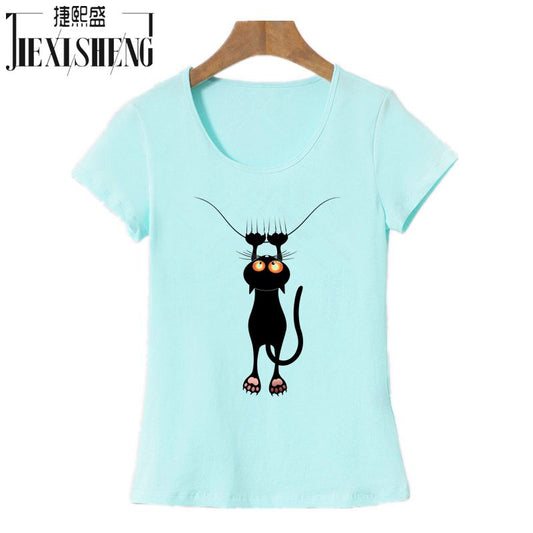 2017 Fashion kawaii T shirt Women Summer Tops Casual Cotton 3D Cat Print and Short Sleeve O-neck Vogue tshirt