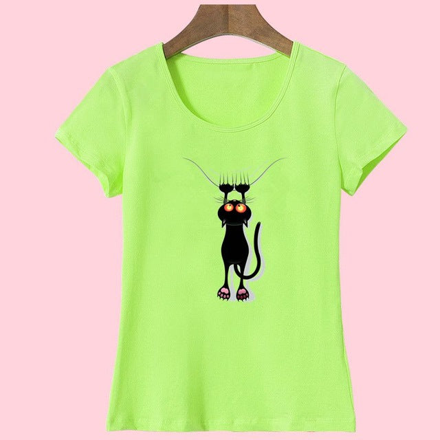 2017 Fashion kawaii T shirt Women Summer Tops Casual Cotton 3D Cat Print and Short Sleeve O-neck Vogue tshirt