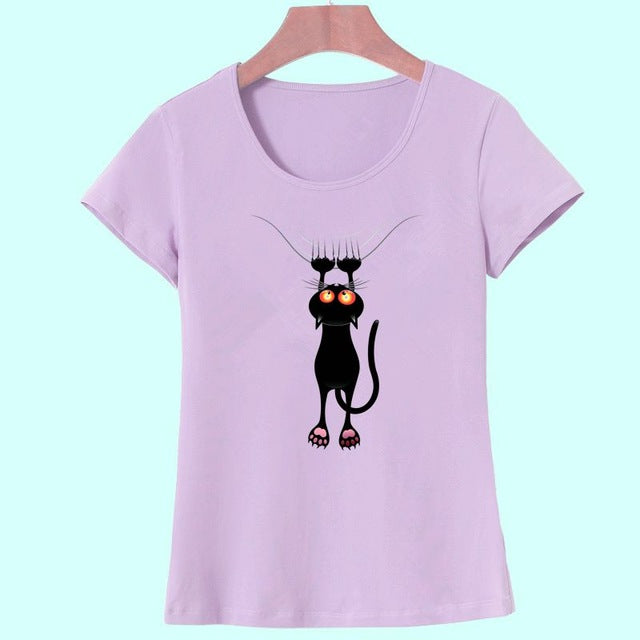 2017 Fashion kawaii T shirt Women Summer Tops Casual Cotton 3D Cat Print and Short Sleeve O-neck Vogue tshirt