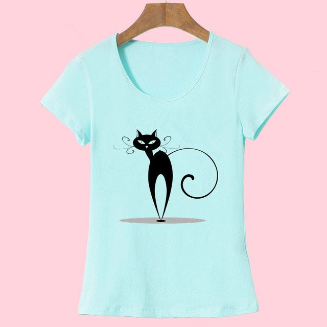 2017 Fashion kawaii T shirt Women Summer Tops Casual Cotton 3D Cat Print and Short Sleeve O-neck Vogue tshirt