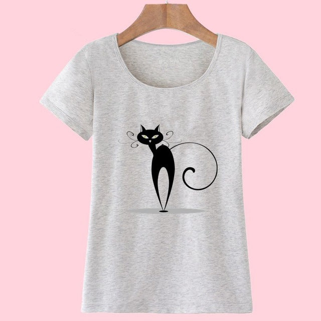 2017 Fashion kawaii T shirt Women Summer Tops Casual Cotton 3D Cat Print and Short Sleeve O-neck Vogue tshirt