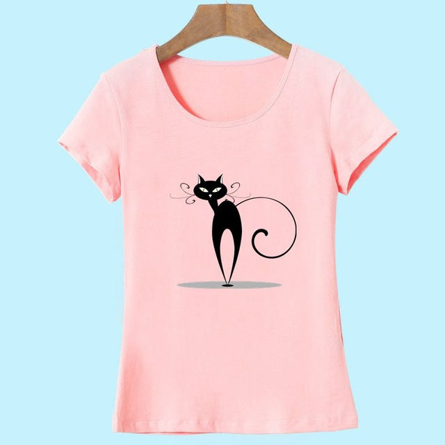 2017 Fashion kawaii T shirt Women Summer Tops Casual Cotton 3D Cat Print and Short Sleeve O-neck Vogue tshirt