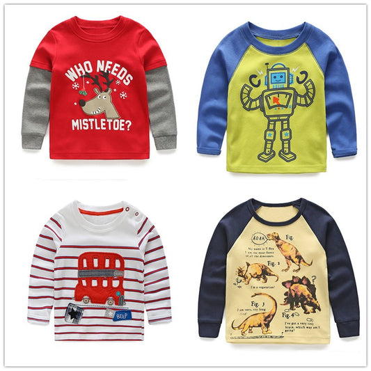 VIDMID boys t-shirt children's t-shirts autumn cartoon kids shirts for boys baby clothes boy t-shirt blouse dinosaur cars thick