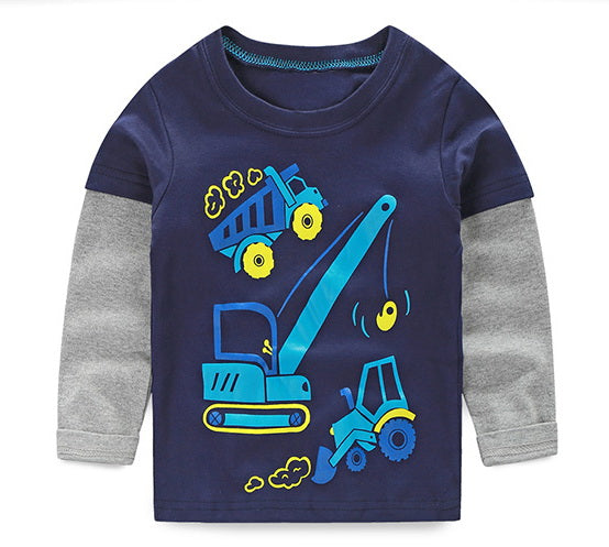 VIDMID boys t-shirt children's t-shirts autumn cartoon kids shirts for boys baby clothes boy t-shirt blouse dinosaur cars thick