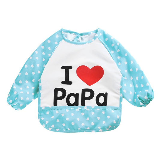2017 New Lolita Style Boy Girls Baby Infant Family Full Sleeve Letter Anti Wear Waterproof Feeding Bib Apron Shirts