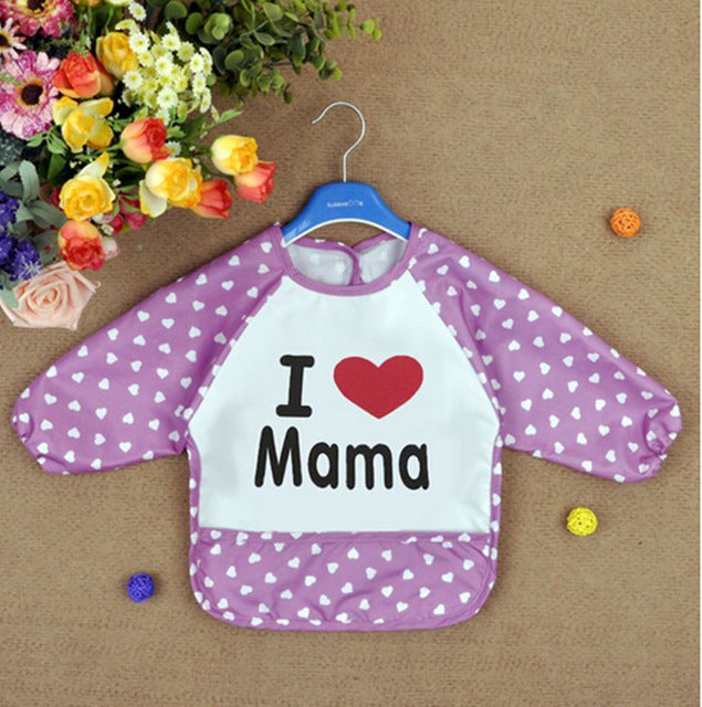 2017 New Lolita Style Boy Girls Baby Infant Family Full Sleeve Letter Anti Wear Waterproof Feeding Bib Apron Shirts