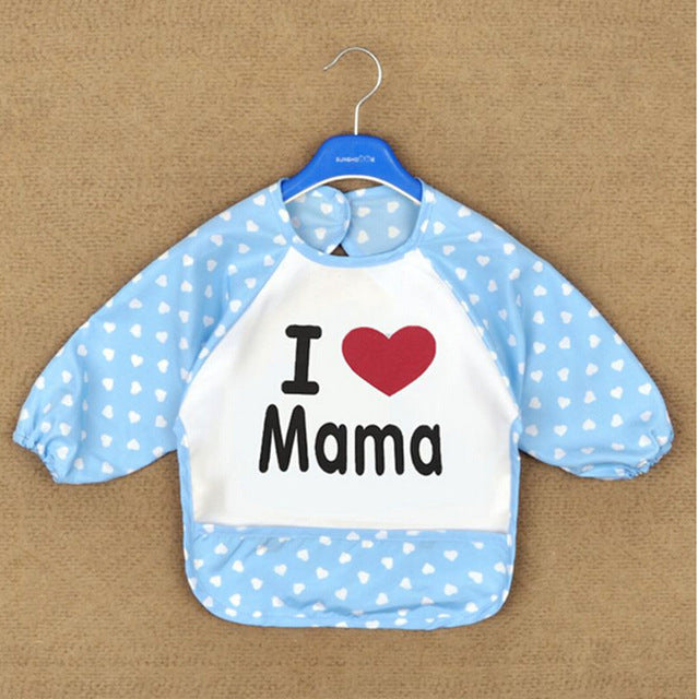 2017 New Lolita Style Boy Girls Baby Infant Family Full Sleeve Letter Anti Wear Waterproof Feeding Bib Apron Shirts