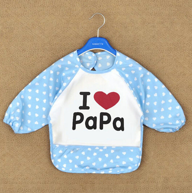 2017 New Lolita Style Boy Girls Baby Infant Family Full Sleeve Letter Anti Wear Waterproof Feeding Bib Apron Shirts