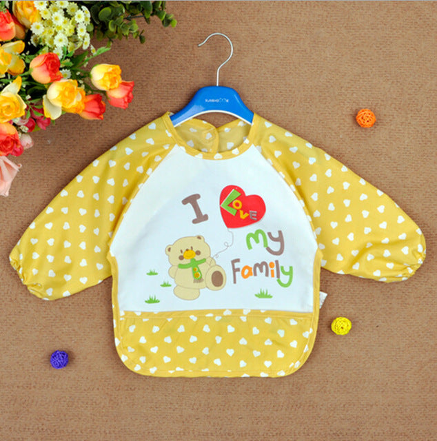 2017 New Lolita Style Boy Girls Baby Infant Family Full Sleeve Letter Anti Wear Waterproof Feeding Bib Apron Shirts