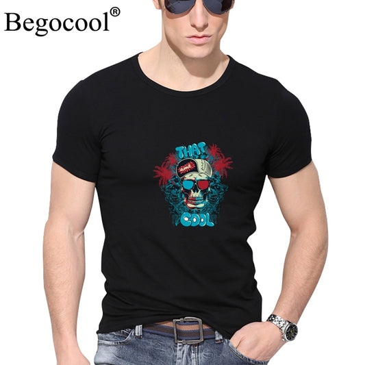 Begocool t shirts men 2018 summer cool t-shirt funny skull diy personalized fashion tees tshirt white black ZHUDA001T