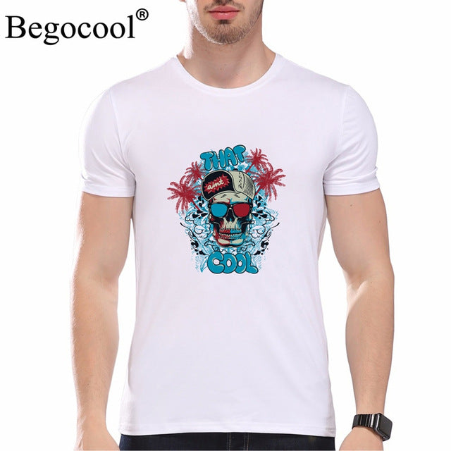 Begocool t shirts men 2018 summer cool t-shirt funny skull diy personalized fashion tees tshirt white black ZHUDA001T