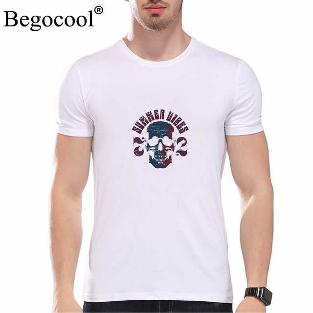 Begocool t shirts men 2018 summer cool t-shirt funny skull diy personalized fashion tees tshirt white black ZHUDA001T