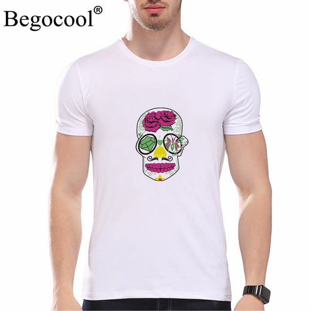 Begocool t shirts men 2018 summer cool t-shirt funny skull diy personalized fashion tees tshirt white black ZHUDA001T