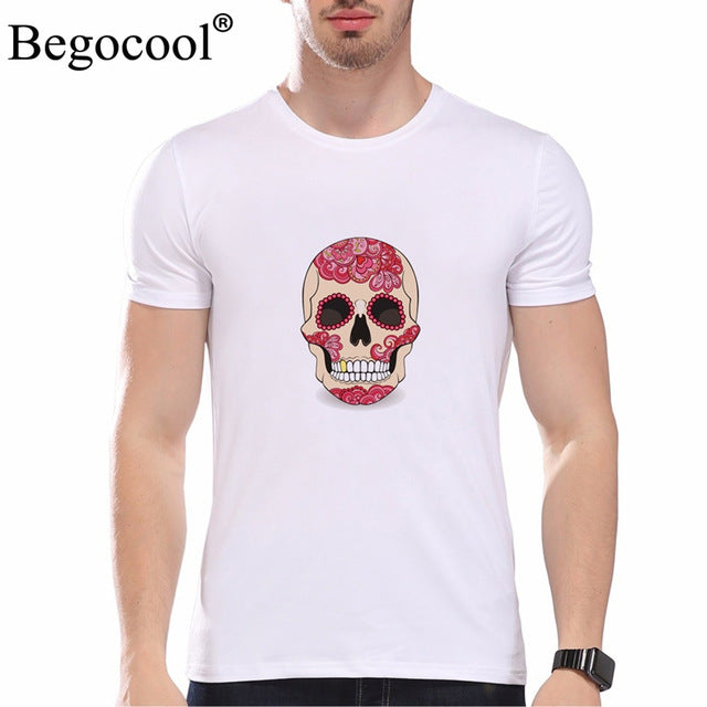 Begocool t shirts men 2018 summer cool t-shirt funny skull diy personalized fashion tees tshirt white black ZHUDA001T