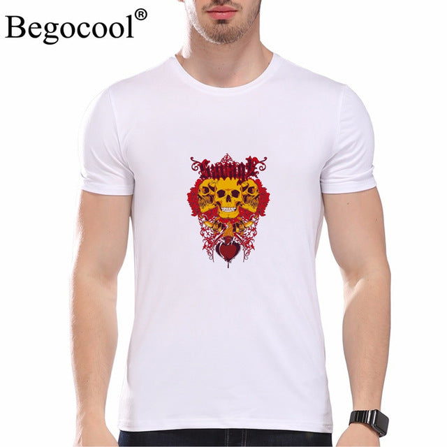 Begocool t shirts men 2018 summer cool t-shirt funny skull diy personalized fashion tees tshirt white black ZHUDA001T