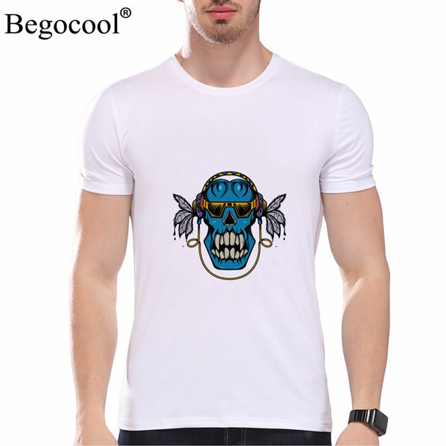 Begocool t shirts men 2018 summer cool t-shirt funny skull diy personalized fashion tees tshirt white black ZHUDA001T