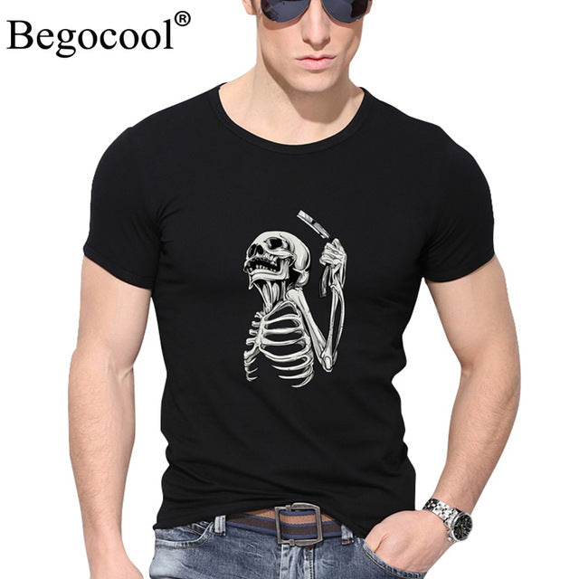 Begocool t shirts men 2018 summer cool t-shirt funny skull diy personalized fashion tees tshirt white black ZHUDA001T