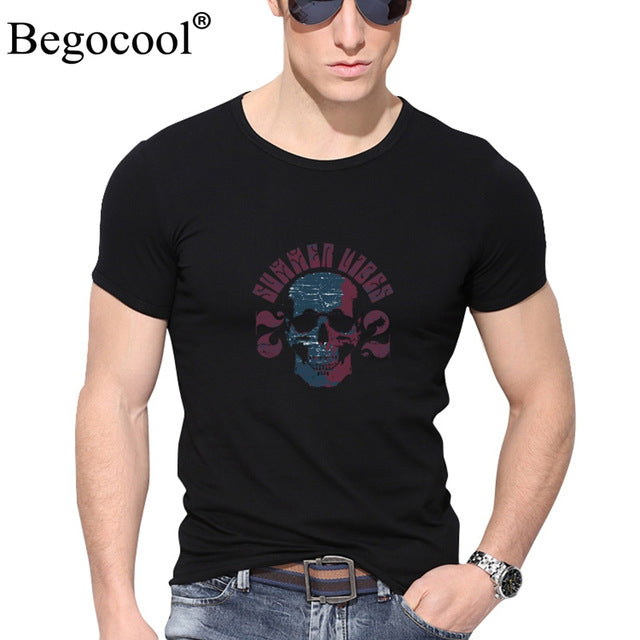 Begocool t shirts men 2018 summer cool t-shirt funny skull diy personalized fashion tees tshirt white black ZHUDA001T