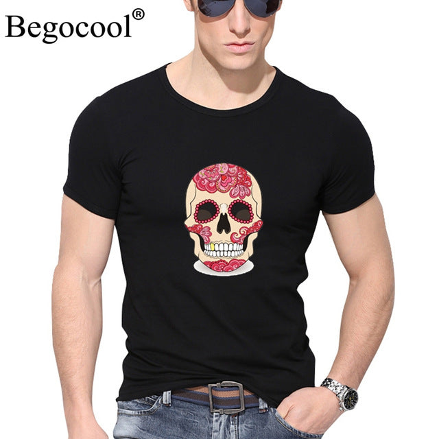 Begocool t shirts men 2018 summer cool t-shirt funny skull diy personalized fashion tees tshirt white black ZHUDA001T