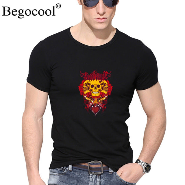 Begocool t shirts men 2018 summer cool t-shirt funny skull diy personalized fashion tees tshirt white black ZHUDA001T