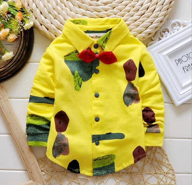 2017 Baby Boy Spring Cotton Printing Floral Shirts Children Long-Sleeved Blouses Tops Kids Long Sleeve Shirts