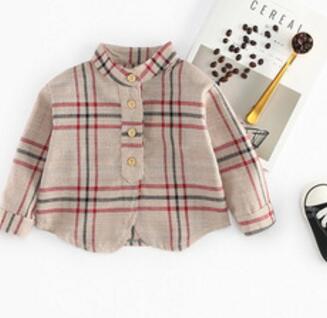New Children's Shirt Spring Autumn 100% Cotton Striped Plaid Kid's Boys Shirt Baby Girls Clothing Soft Tops Blouses Shirts